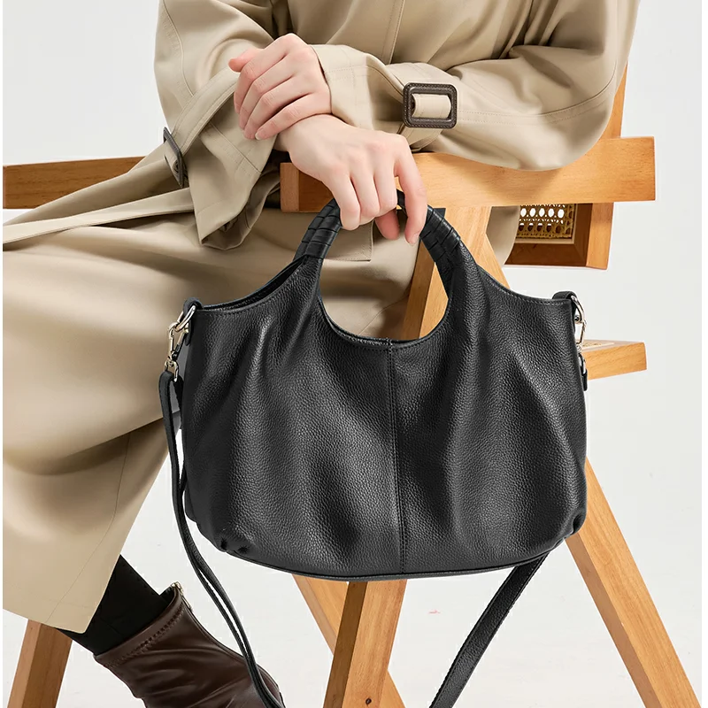 

Women's Genuine Leather Handbag Large Capactiy Crossbody Shoulder Bag Female luxury designers waxed cowhide leather tote bag