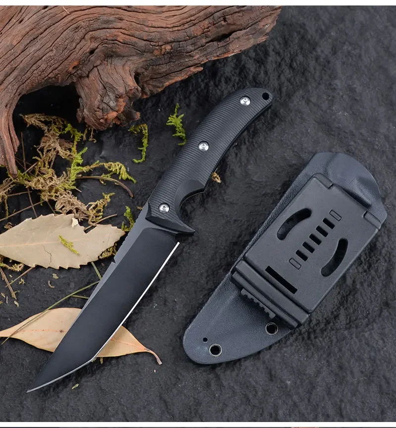 

High-hardness D2 Straight Knife G10 Handle Outdoor Camping Tactical Self-defense Hunting Knife Practical Cutting Knife Best Gift
