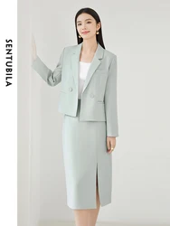 SENTUBILA 2 Piece Professional Skirt Suit Women Office Outfits 2024 Spring Autumn Blazer Jacket Straight Skirt Sets 133Z52843X