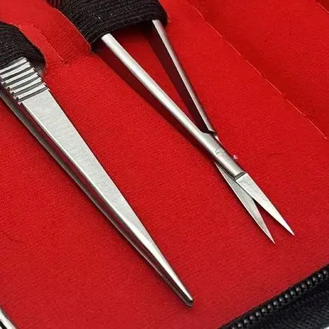 

3Pcs/set Dental Straight/curved Kit Orthodontic Implant Holding Forceps Tweezer Castroviejo Needle Holder Surgical Scissors Tool