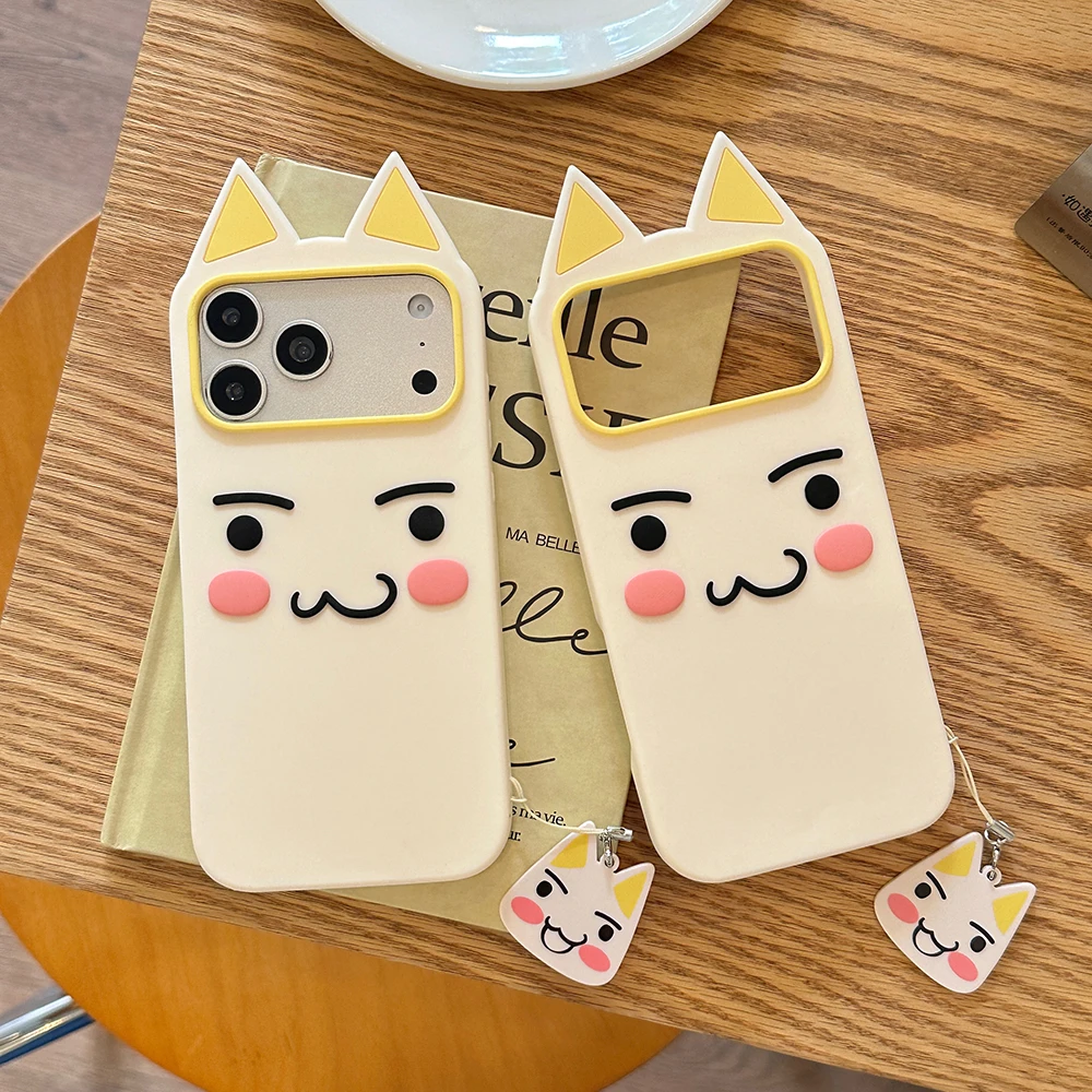 Niedliche 3D-Cartoon-Katzen-Handyhülle aus weichem Silikon für iPhone 16 17 18 Pro Max, lustige, stoßfeste Rückseite mit Anhänger – Detail 5