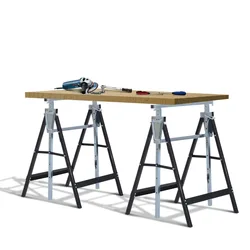 Height-adjustable folding detachable 200KGS iron lift bracket sawhorse support frame  woodworking workbench operation saw table