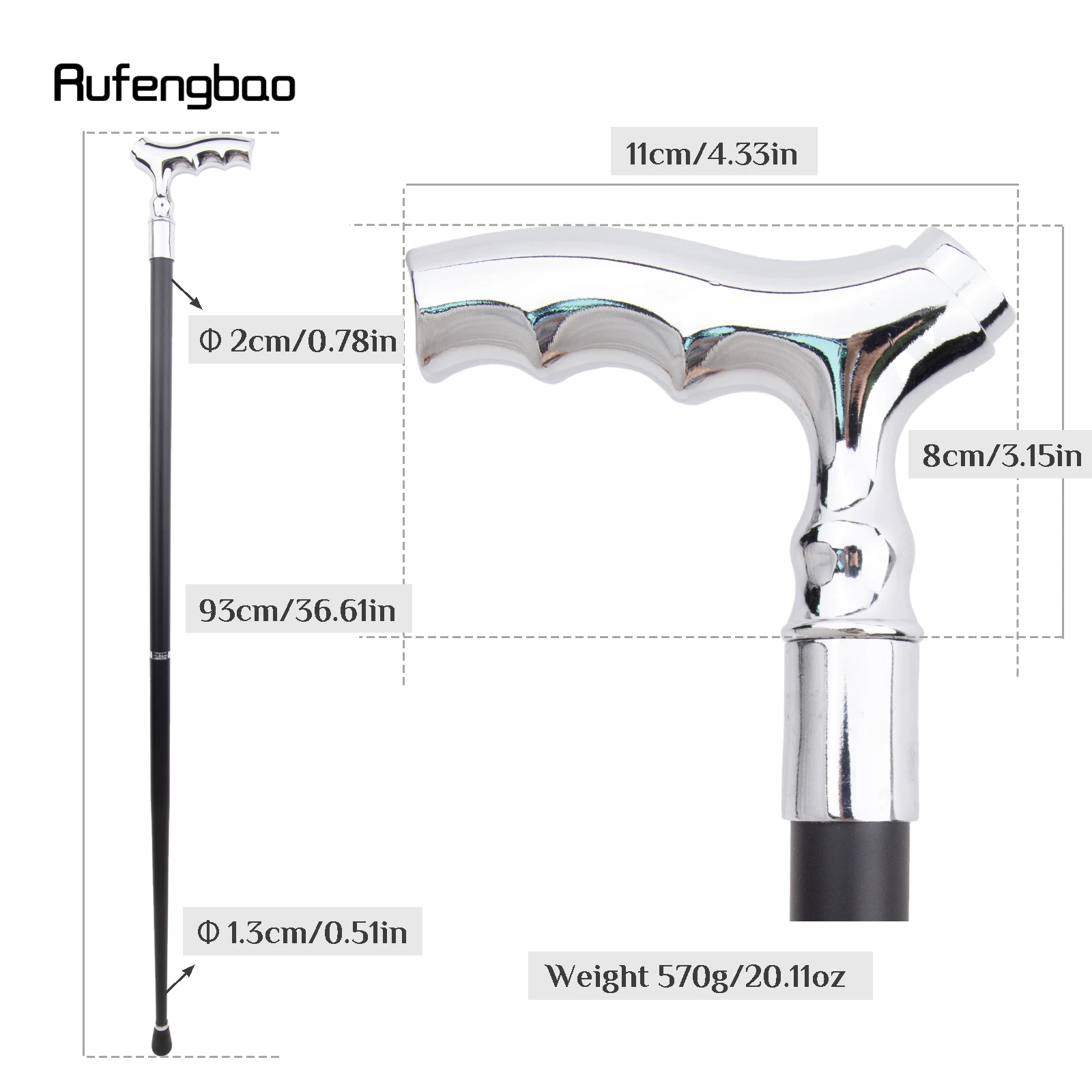 White T Wave Shape Walking Cane Fashion Decorative Walking Stick Gentleman Elegant Cosplay Cane Knob Crosier 93cm