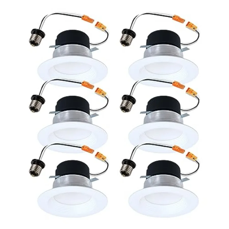 

4-дюймовые светодиодные встраиваемые светильники с регулируемой цветовой температурой, диммируемые, с рассеивателем, 6 штук в комплекте, для внутреннего и наружного использования, для потолка