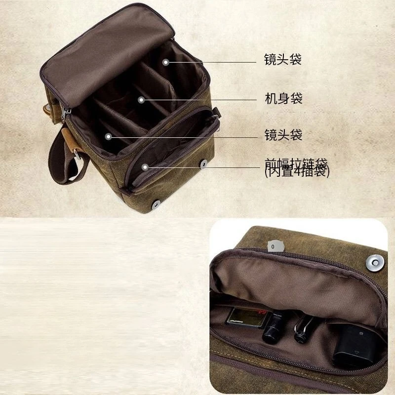 Multifunctional SLR Camera Bag Multilayered Hard-wearing One Shoulder Photography Canvas Bag All-match SLR Digital Bag