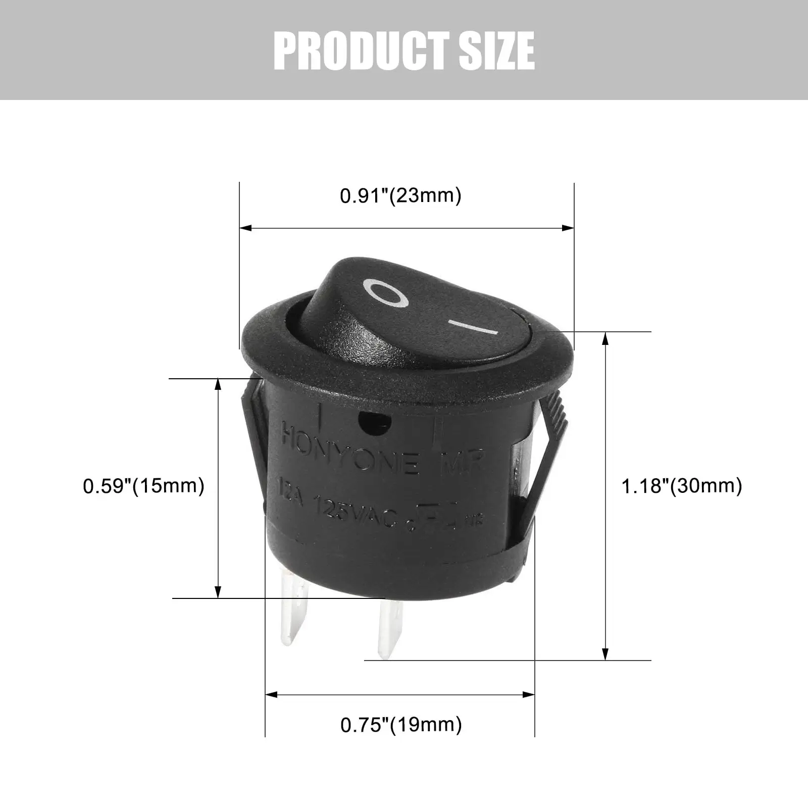 10Pcs Snap-in Round Rocker Switch SPST Mini Toggle Switch 2 Pin 2 Position Black Button Power ON Off Switch image 3