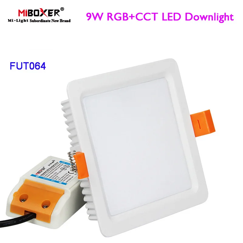 

Miboxer FUT064 Square 9W RGBCCT LED Downlight RGBWW ceiling Light AC 110V 220V Indoor Panel Lamp 2.4G Remote/APP/Voice Control