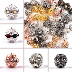 10-50pcs/Lot AB Color Metal Rhinestone Beads Round Loose Beads for Jewelry Making DIY Necklace Bracelet Accessories 6/8/10/12mm