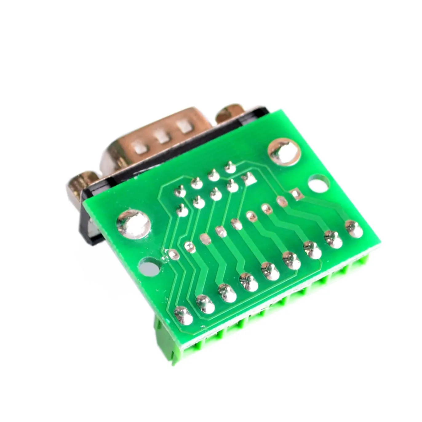 Serial para Terminal Conector Adaptador Fêmea, Breakout Board, Preto e Verde, RS232, DB9