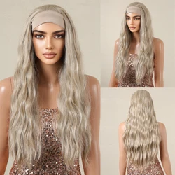 Długa kręcona opaska na głowę Peruki syntetyczne Naturalny popielaty blond Długa damska peruka z pałąkiem na głowę Body Wave Bohemian Hair Peruka dla kobiet Codziennego użytku