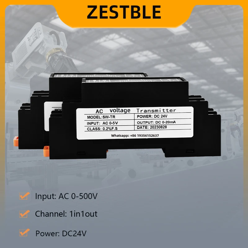 AC Voltage Transmitter Transducer ZA-BST-U AC 5V 100V 220V 380V 465V 500V Input 4-20mA 0-10V Output Signal Monitoring Sensor