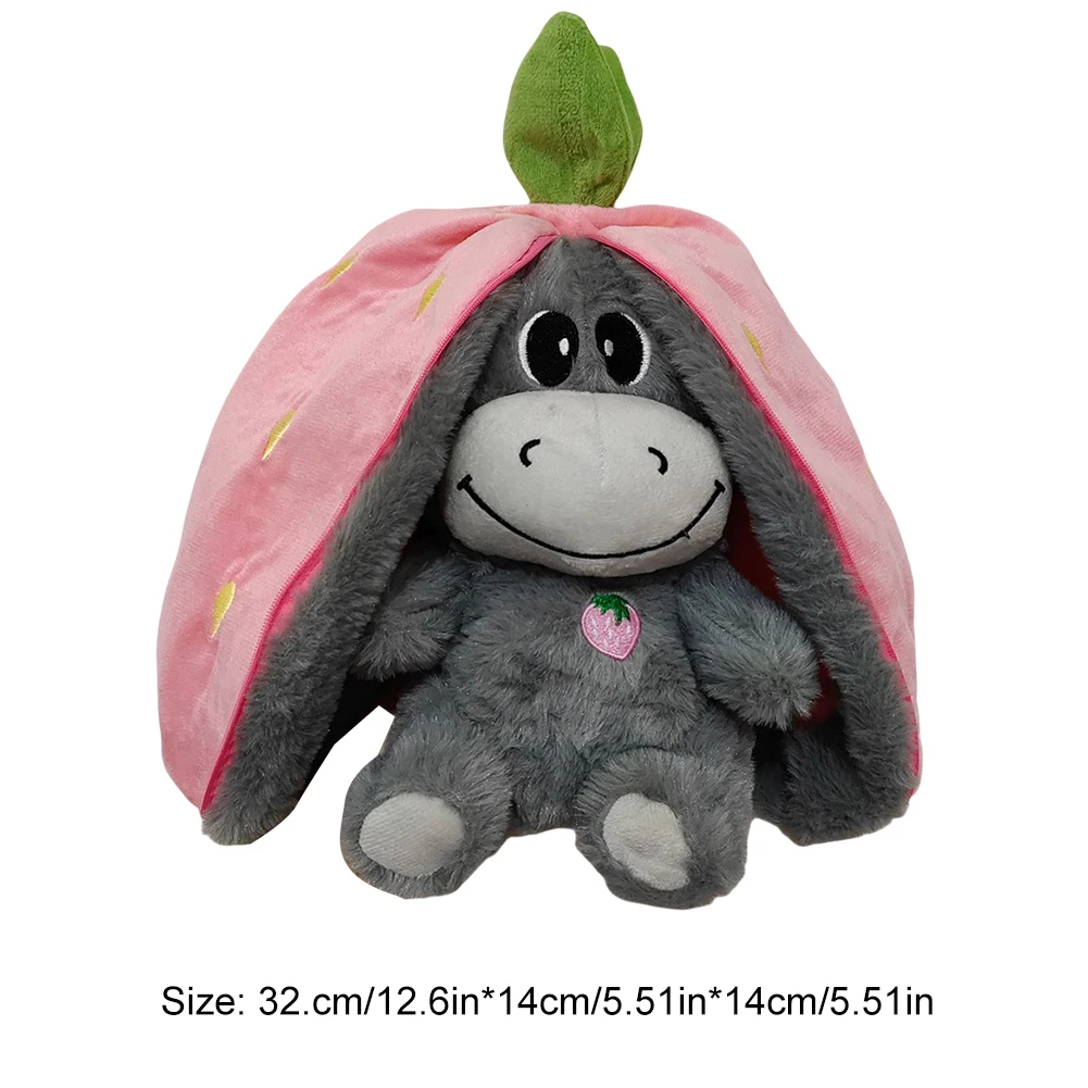 

Sleep Companion Strawberry Donkey Sound Adjustable Creative Donkey Sleeping Doll Breathing Stuffed Animal for Kids Birthday Gift