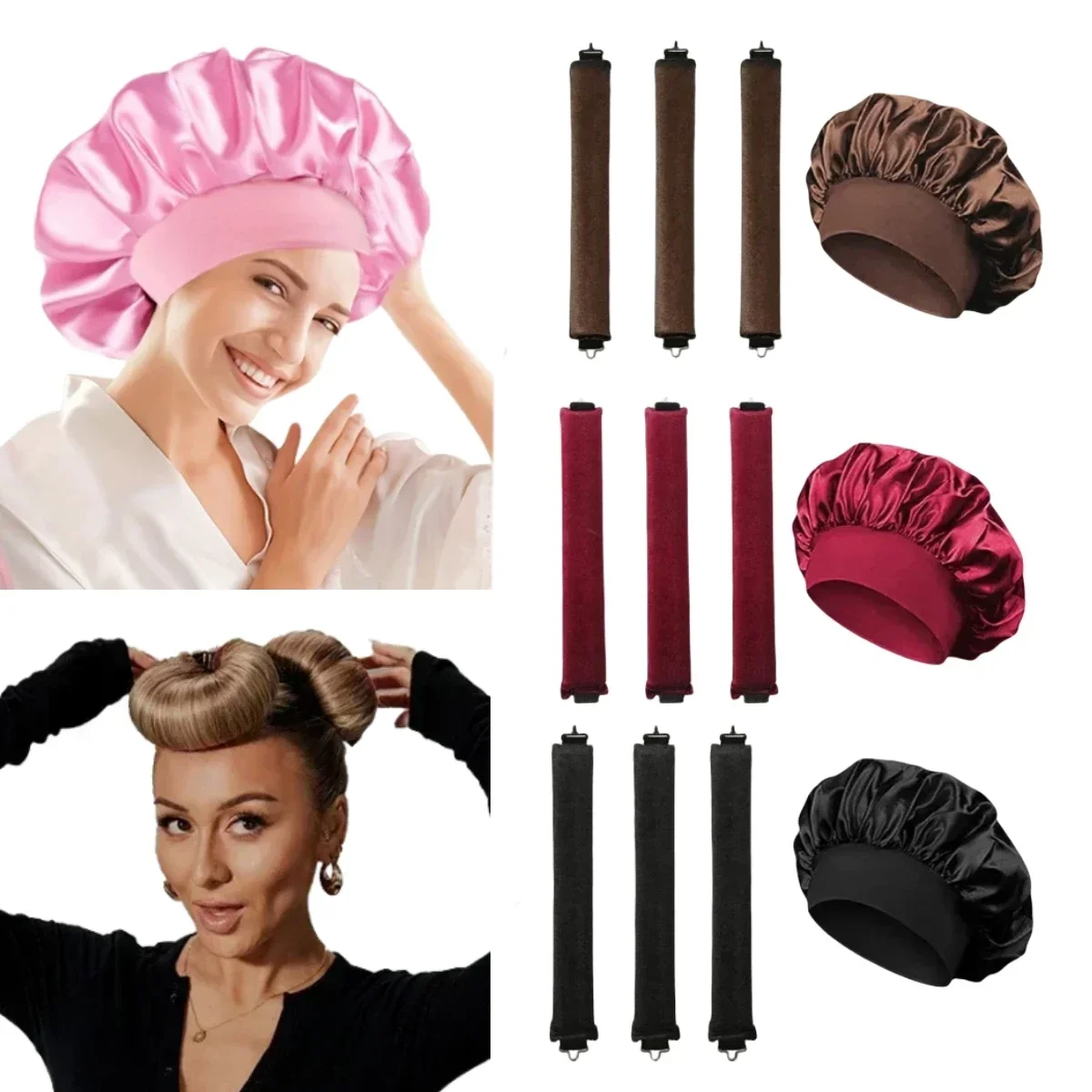 New Heatless Curling Rod Headband Soft Hair Curler No Heat Hair Rollers Satin Curlers Curls Sleeping Bonnet Night Cap Styling