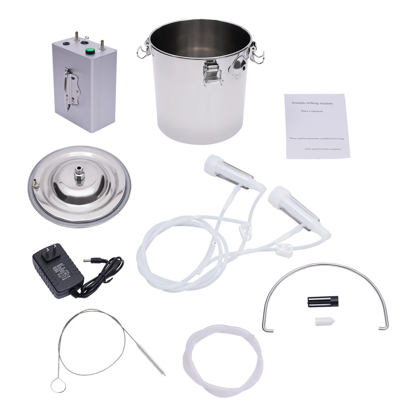 Milking Machine, 5L Pulsation Vacuum Goat Milker Humane Design Copper Motor 4200RPM Leak-Proof For Sheep, US Plug 110V Livestock Equipment Dairy Kit