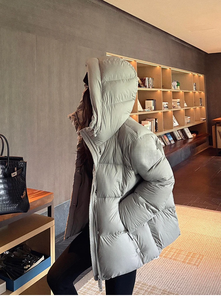 

Утепленная женская куртка-пуховик ZONE с капюшоном, повседневная, модная, белая, на натуральном пуху, стандартный крой