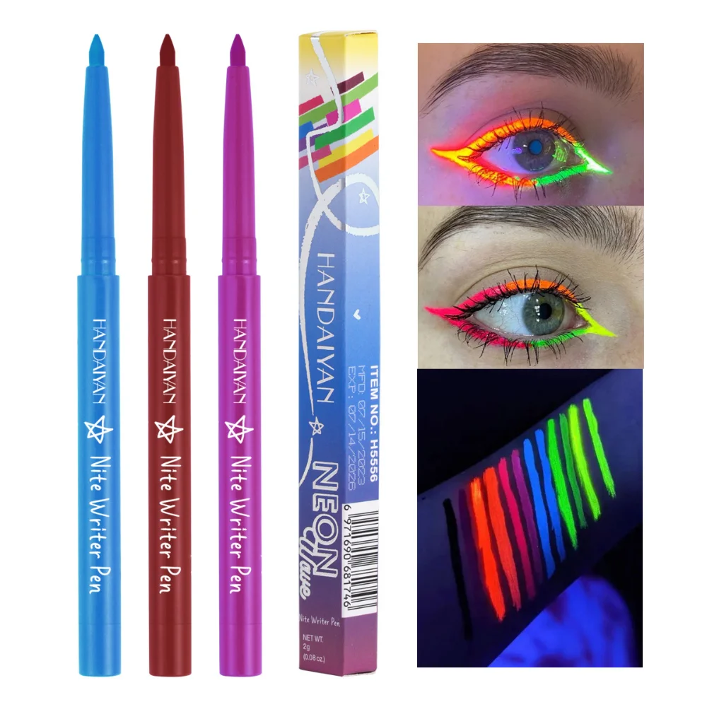 Gesichts farbe fluor zieren den Eyeliner 12 Farben Lidschatten Stick UV wasserdicht Eyeliner Gel Bleistift Augen Make-up Kosmetik Tool für Party