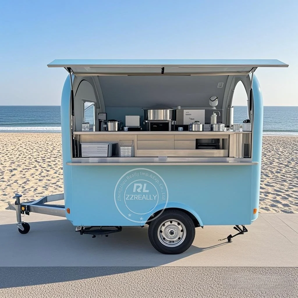 

Stainless Steel Custom New Fast Food Taco Carts BBQ Pizza Truck Mobile Kitchen Food Trailer Fully Equipped