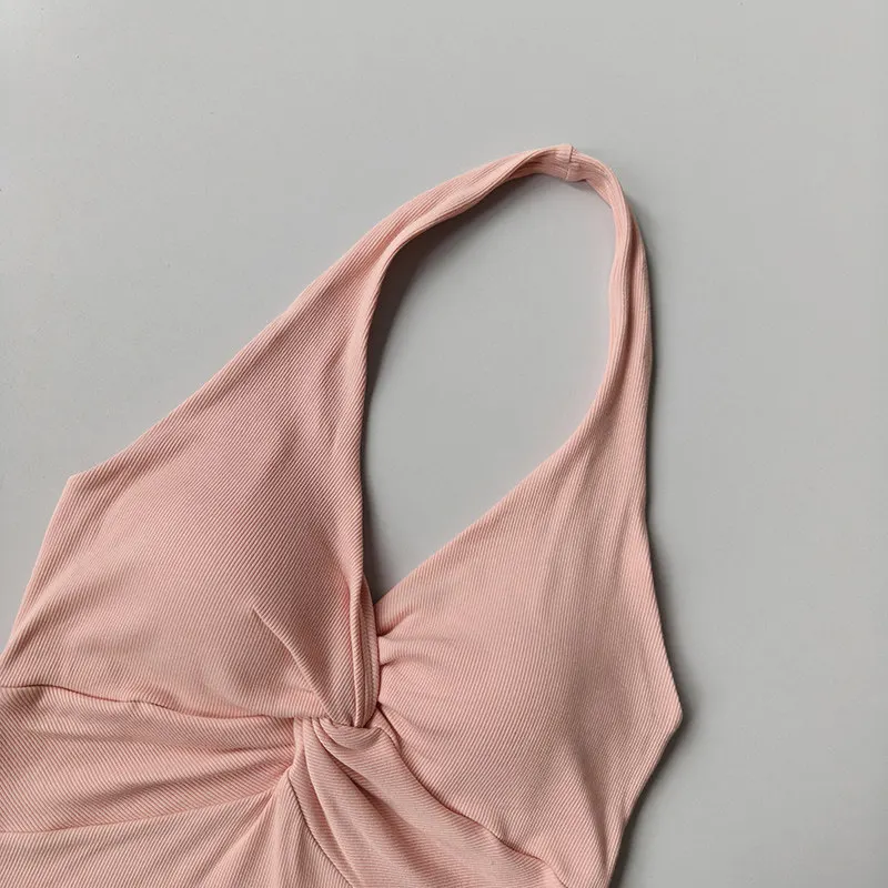 Halter-Neck-Camisole Damen-Oberbekleidung Damen Frühling Schöner Rücken Sport-Fitness-Kleidung mit Brustpolstern Schlankmachende Yoga-Tops – Detail 5