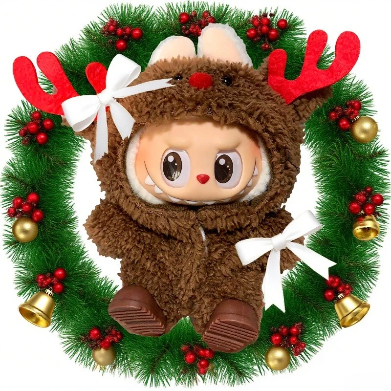 

17cm Labubu I II Idol Dolls Clothes Bell Shawl Outfit Christmas Cape Snowman Deer Korea Kpop Exo Clothing Plush Doll'S Clothes