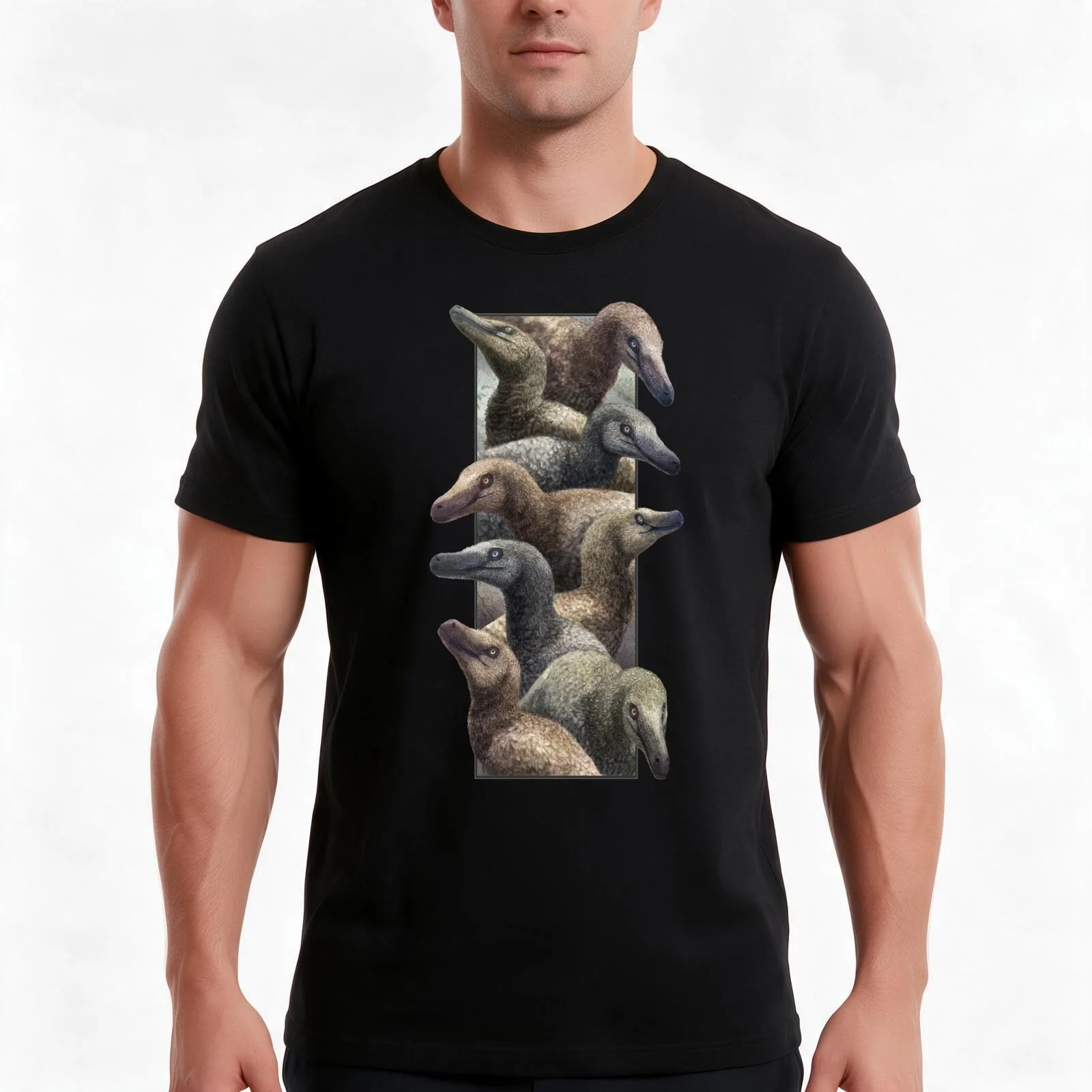 Velociraptor Column T-Shirt, Summer Casual Cotton Tee, Oversized Streetwear Tops, Vintage Graphic Print, Loose Fit Short Sleeve