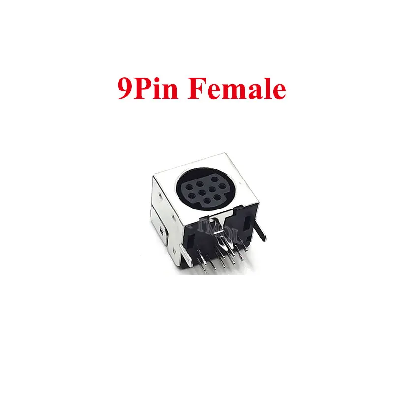 1 pz Mini Din 9 Pin femmina maschio prese Din MD-SM scudo ad angolo retto fori passanti connettore presa circolare PCB