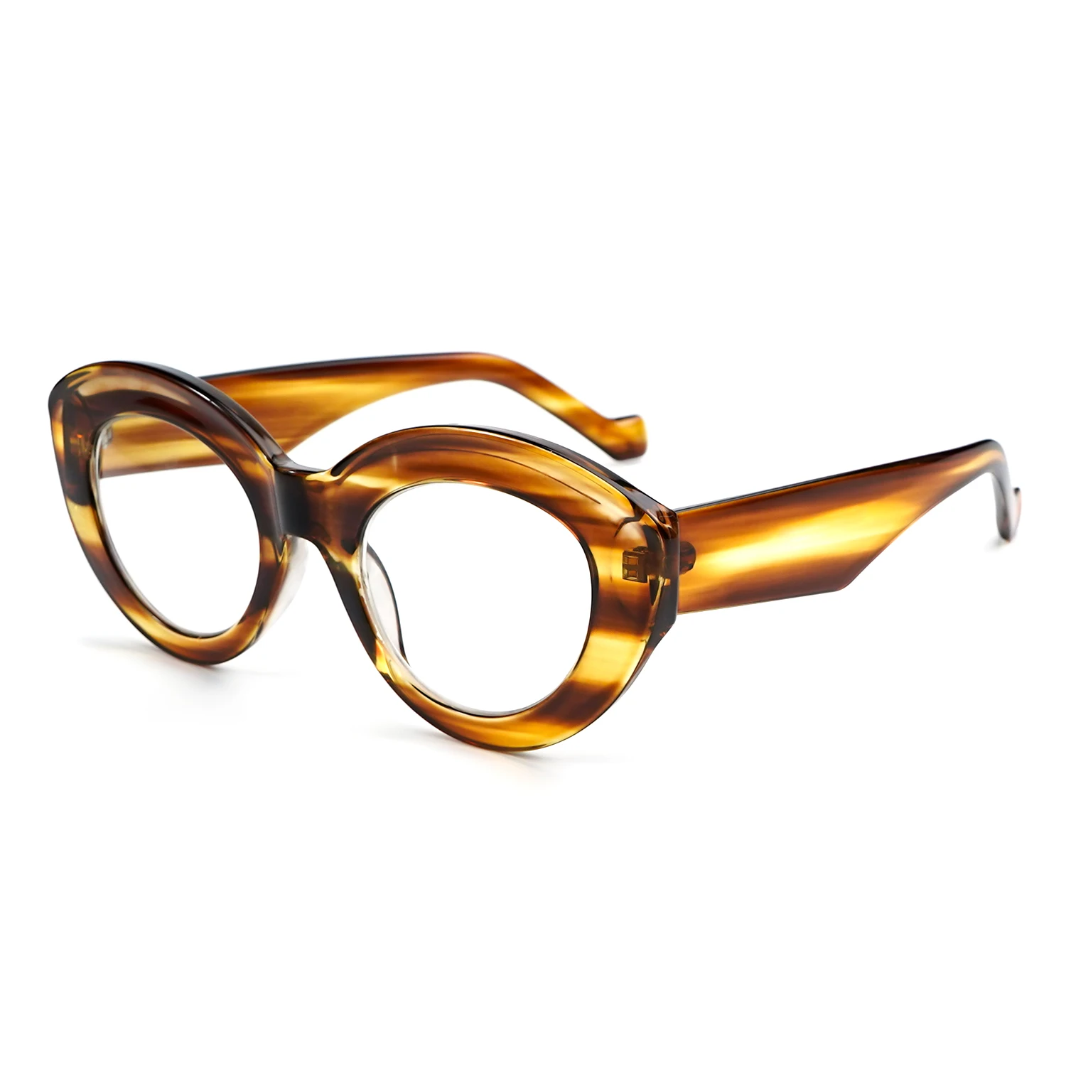 Bequeme Federscharnier-Lesebrille für Männer und Frauen, Retro-Cat-Eye-Lesebrille, ovale, klare, transparente alte Blumenbrille – Detail 8