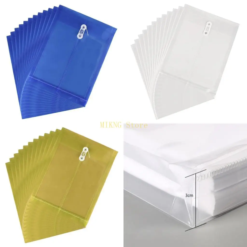 

12Pcs File Bags Waterproof PP Document Folders with String Clear File Wallets best sale