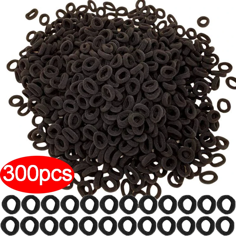 100/300pcs Hair Rubber Bands Girls Women Small Black White Basic Nylon Ealstic Ponytail Holder Scrunchie Headwear Accessories