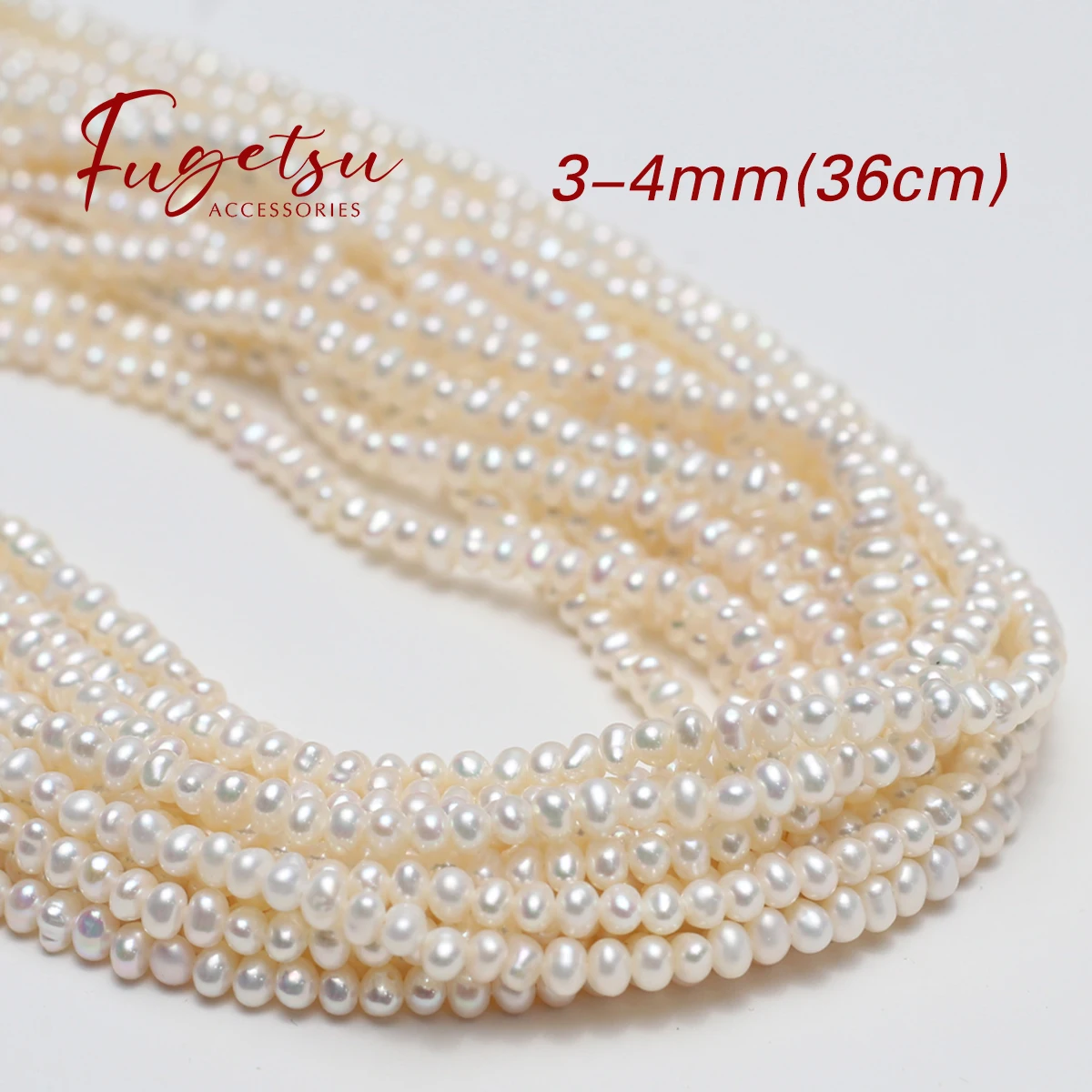 

3-4mm Natural Freshwater Pearl Punch Shiny Pearl Beads Charms for DIY Women Men Necklace Jewelry Making Supplies Accessories