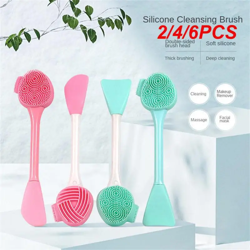 2/4/6PCS Facial Cleanser Brush Dual-purpose Fit The Contour Of The Hand 4 Colors Food Grade Silicone Facial Care