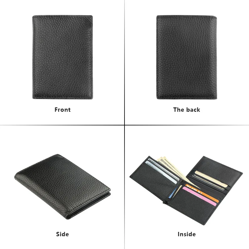 Genuine Leather Small Wallet Card Holder Male Money Bag Purse Casual Thin Slim Bifold Wallets Mini Credit Card Purse Quality