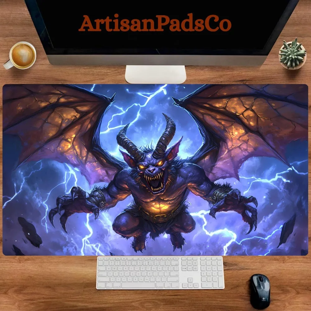 Demon  Playmat, Infernal Demon Playmat, Fantasy Fiend TCG Mat,  Commander Playmat, Card Game Mat, Playmat With Zones