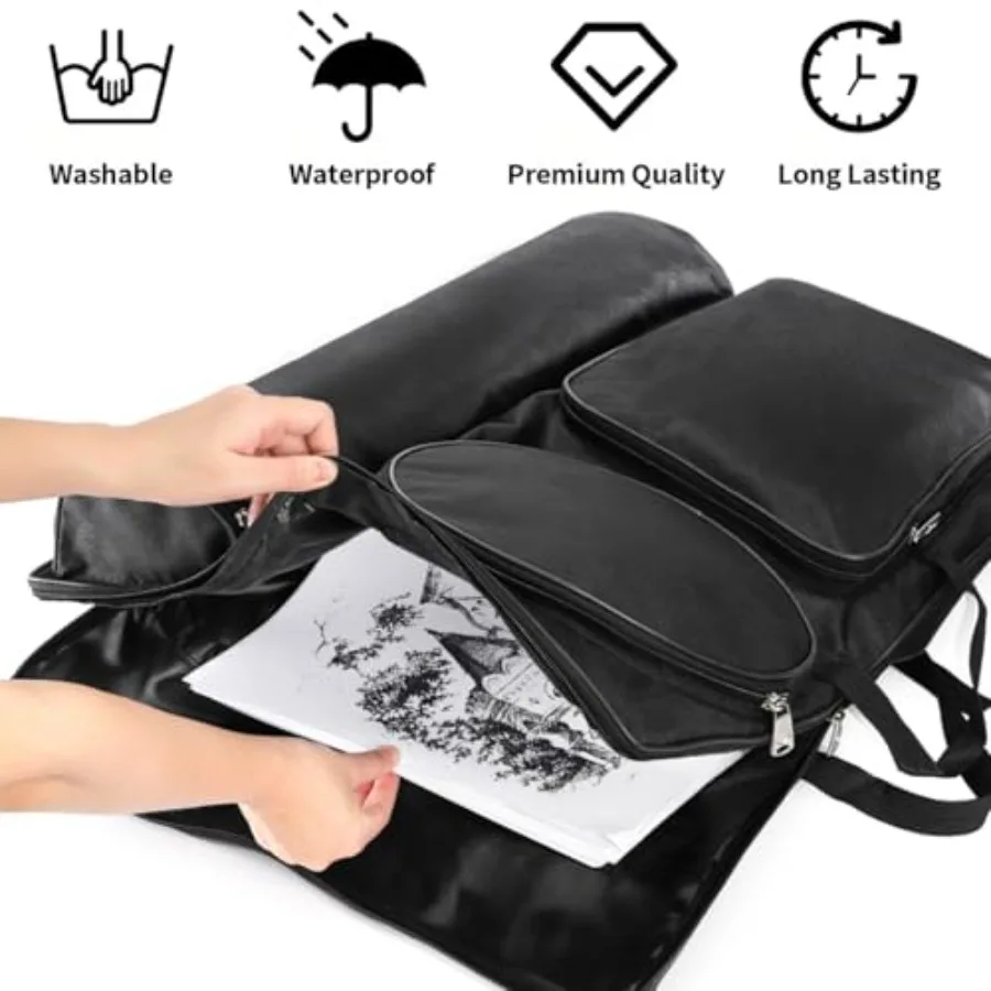 حقيبة ظهر فنية كبيرة مقاس 24 بوصة طول × 18 بوصة مع مقبض لرسم الملصق ولوحة الرسم لتخزين علبة مقاومة للماء شديدة التحمل #5