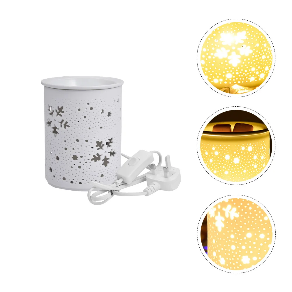 

Ceramic Aromatherapy Burner Essential Oil Lamp Fragrance Perfume Elegant Hollow Snowflake Shape Light