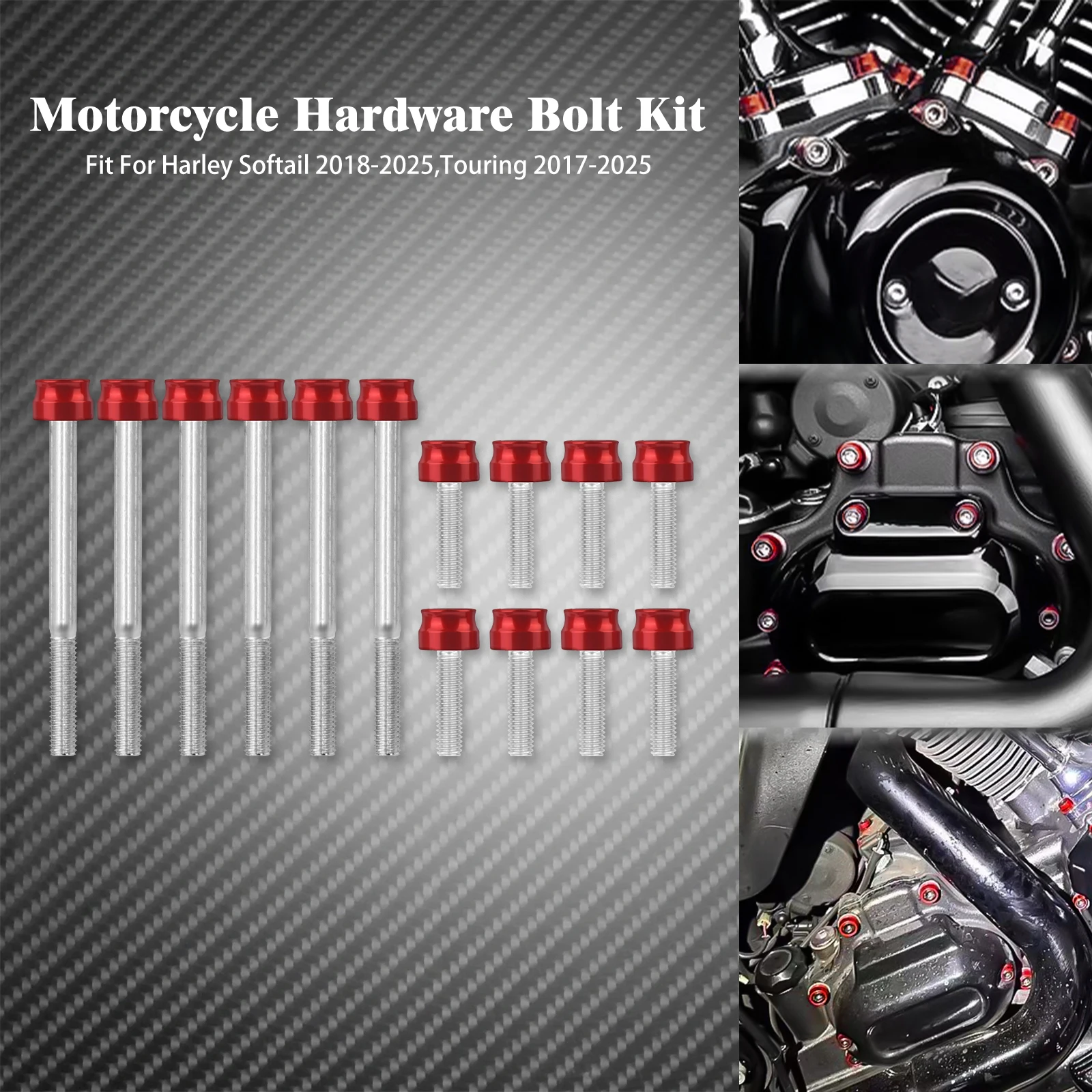 

Motorcycle 14PC Bolt Cover Kit Engine Cylinder Bolt Screw Head Cap For Harley Touring Softail Road Street Glide Breakout Fat Boy