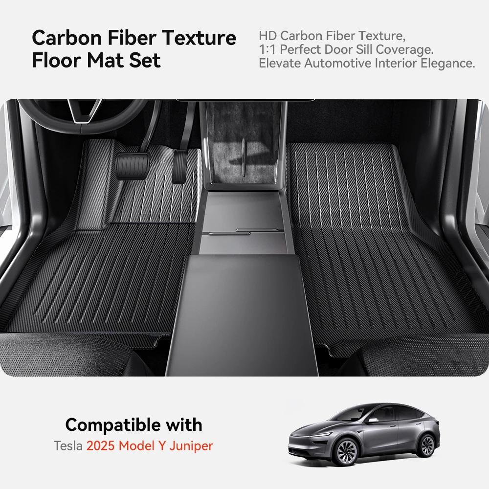 Tesla Floor Mats Model Y Juniper Premium Performance Tesla Floor Mats Model Y Juniper Luxury TPE All Weather Liners