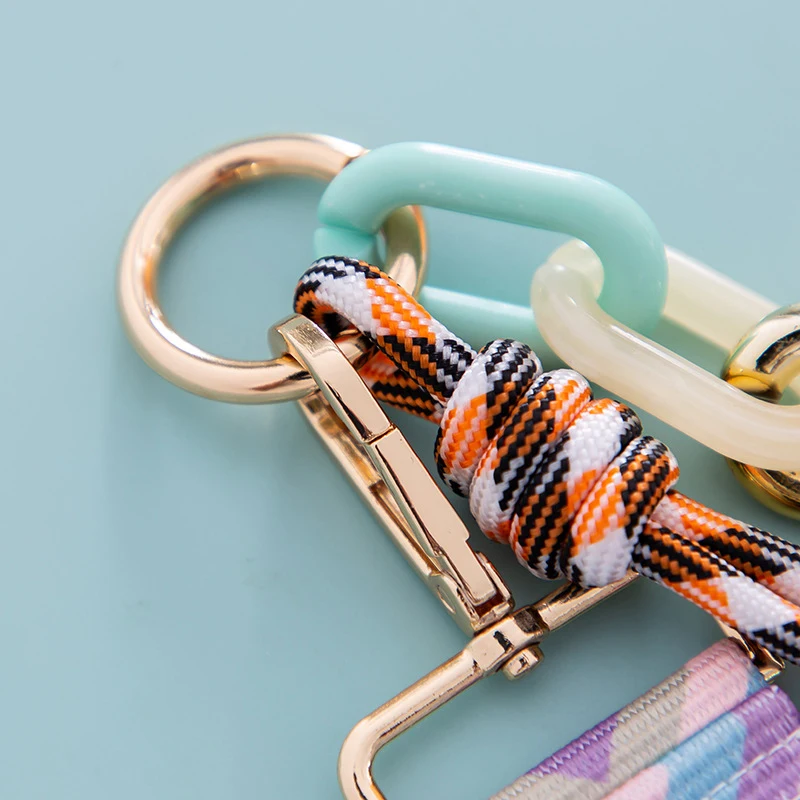 Y2K Multi-Color Rope Bag Charms Colorful Braided Keychain Trendy Bag Pendant Women Key Hanging Decoration Car Key Holder