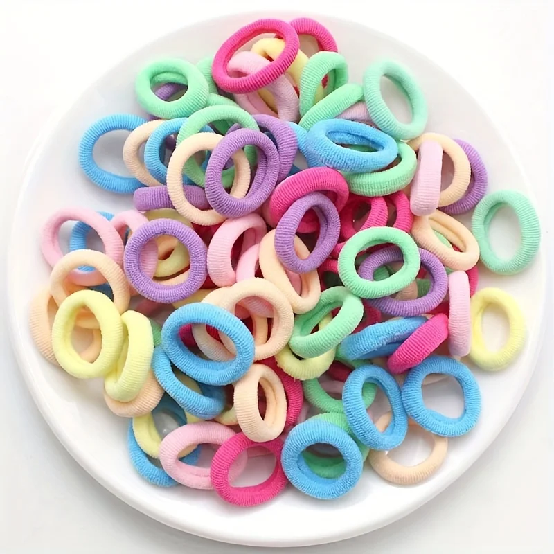 100pcs/bag Girls Hair Accessories Rubber Bands Candy Color Ponytail Holder Elastic Hair Ties, Ideal choice for Gifts