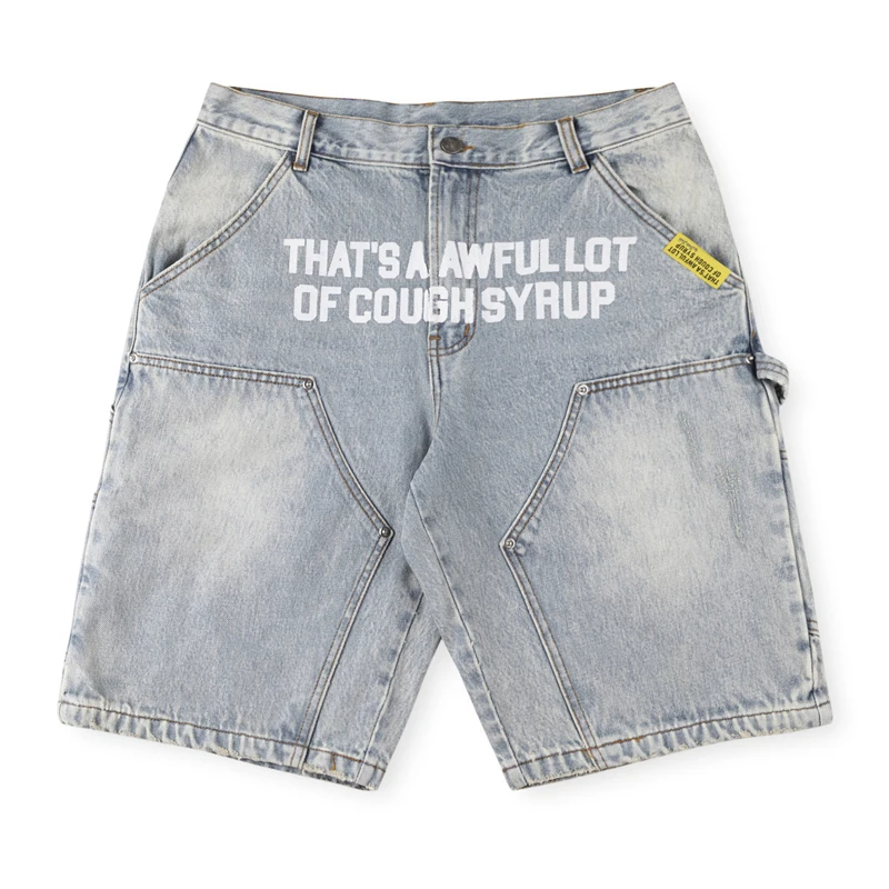 

25SS Новые джинсовые шорты с буквенным принтом в американском стиле, летние мужские и женские джинсы в американском стиле с сиропом