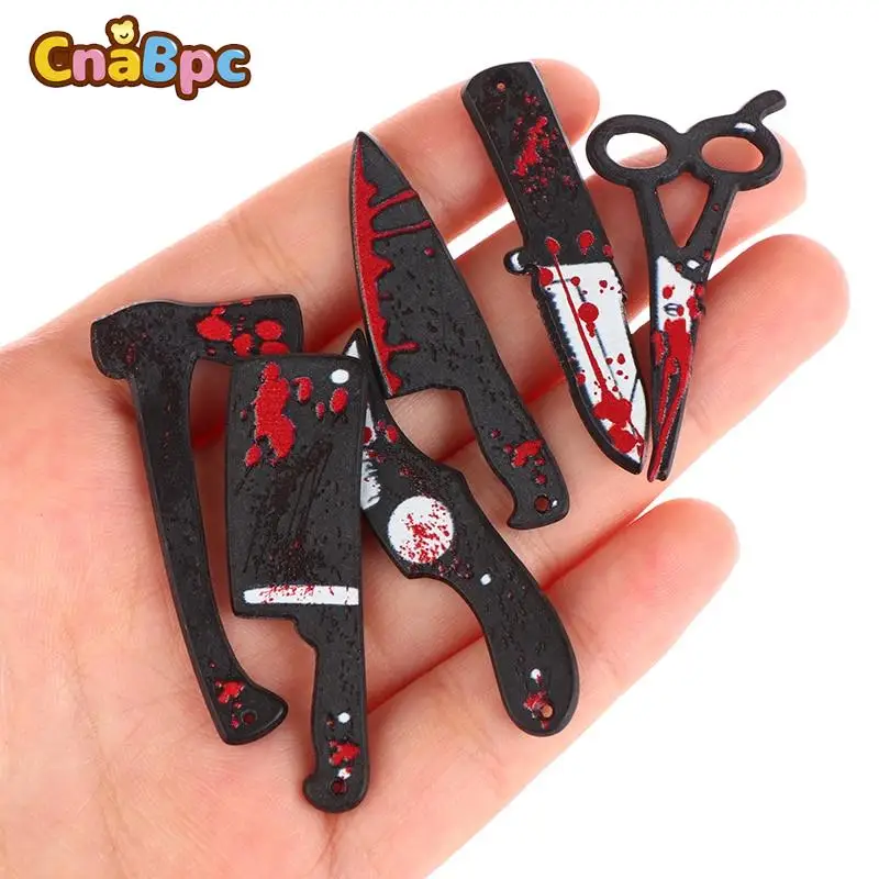 Dollhouse Miniature Horror Scissors Ax Halloween Spoof Props Ornament Model DIY DollHouse Halloween Scene Decor Accessories