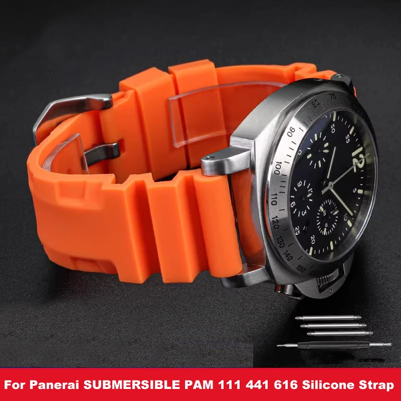 

22mm 24mm brand-new Watch Band For Panerai SUBMERSIBLE PAM 111 441 616 Soft Silicone Rubber Men Watch Strap Bracelet