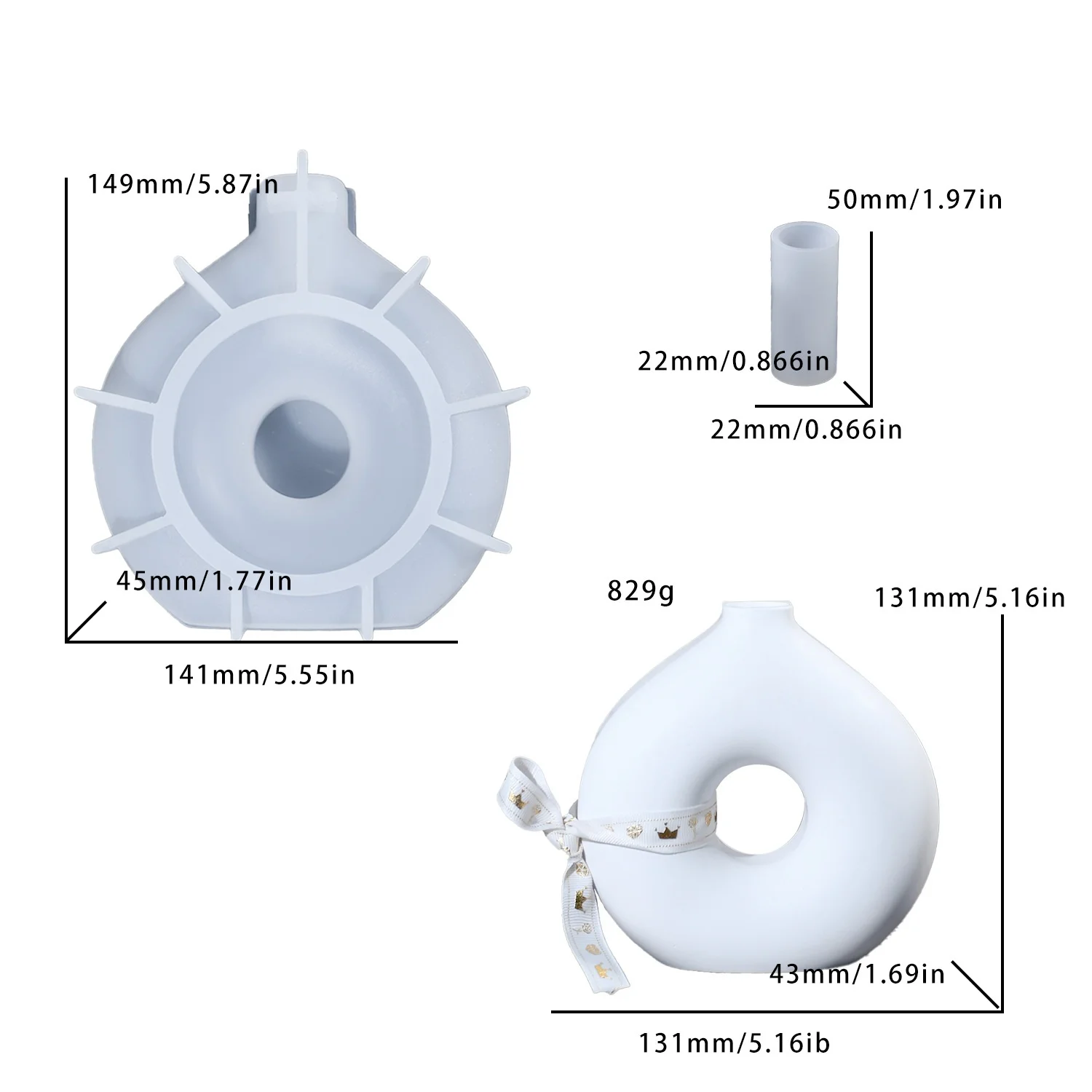 DIY-Harzform Donut Nordisch Modern Runde Vase Silikonform für Blumenarrangements und Dekoration