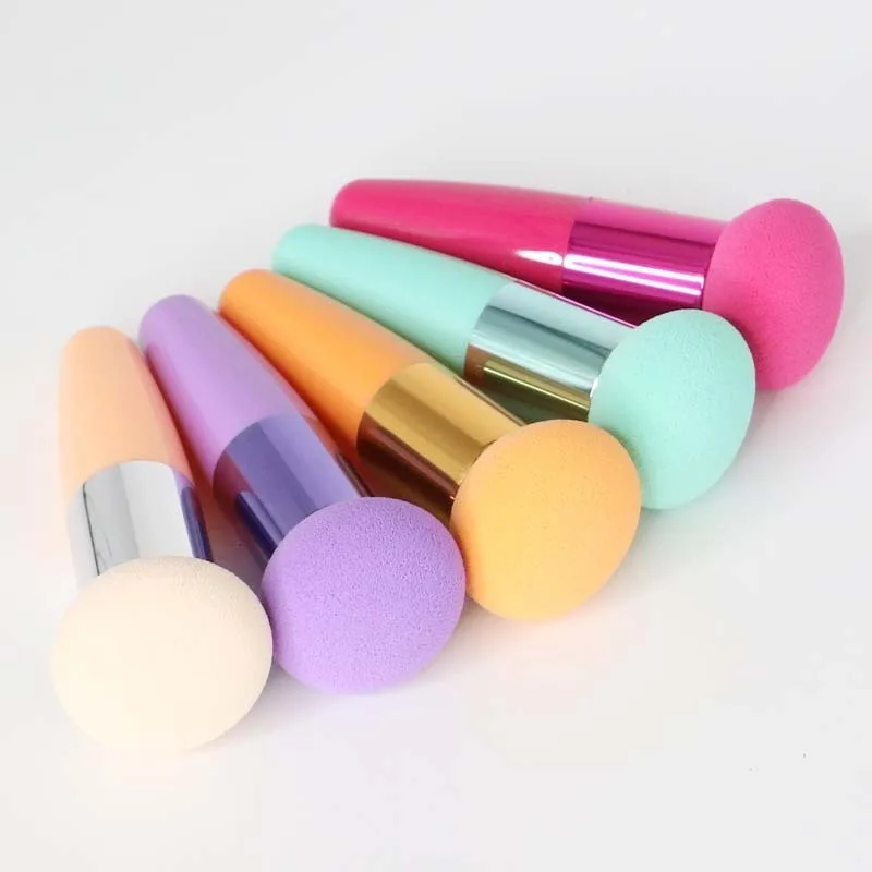 5 Stück Pilzkopf-Make-up-Schwamm mit Griff, Weicher Puderquasten-Foundation-Blender-Schwamm, Kosmetik-Applikator