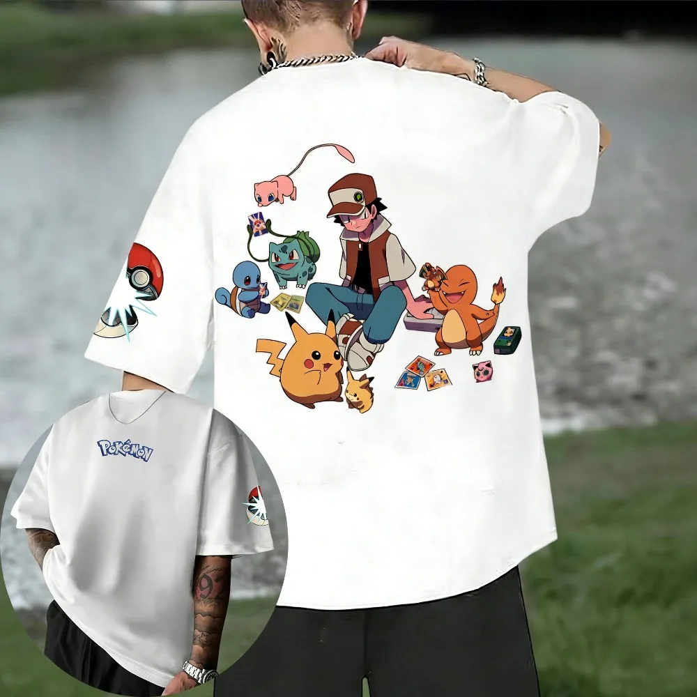 

Oversized Cosplay Costume Pokémon Pikachu 2026 Summer New Arrival Harajuku Anime Print Y2K Hip-Hop Casual Unisex T-Shirt