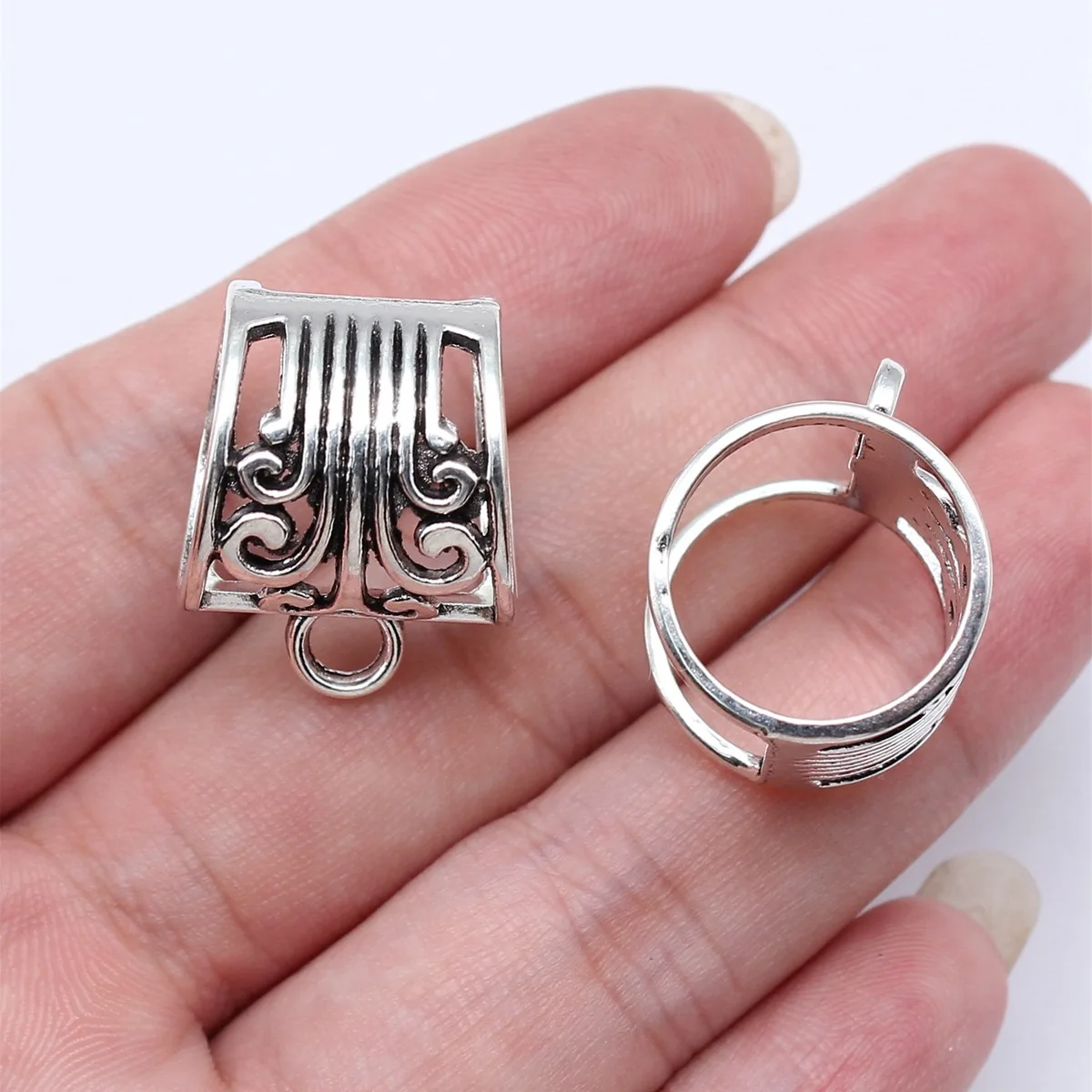 WYSIWYG 10pcs 24x18x17mm Antique Silver Color Flower Shaped Silk Scarf Buckle Accessories For DIY Jewelry Making Findings