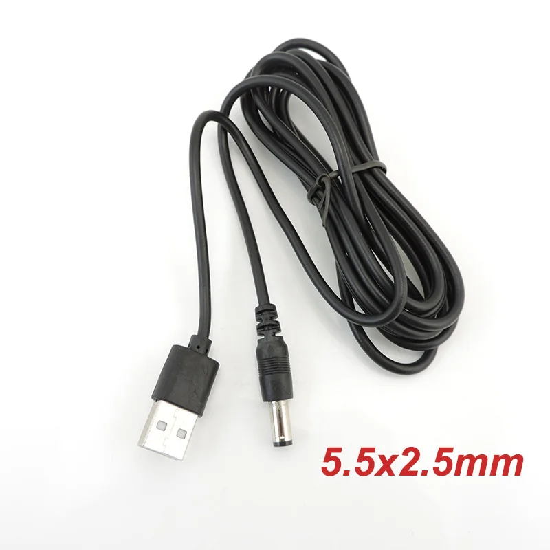 0.8M/2M 5V DC Power Cable USB 2.0 Male A to DC 5.5mm x 2.5mm 2.1mm Plug Cord Socket Line