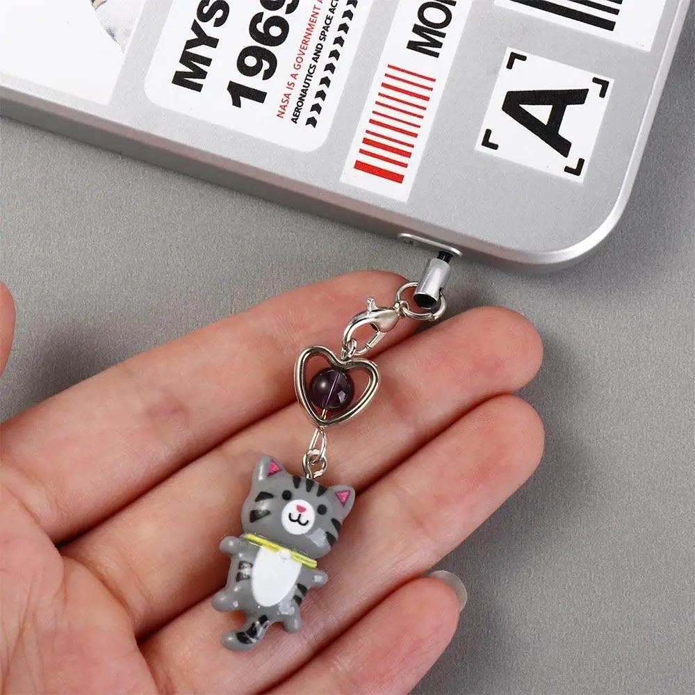 Phone Accessories Cat Pendant Cat Phone Strap Anti Lost Cellphone Chain Y2K Phone Charm Key Ring Heart Phone Lanyard Women Girls