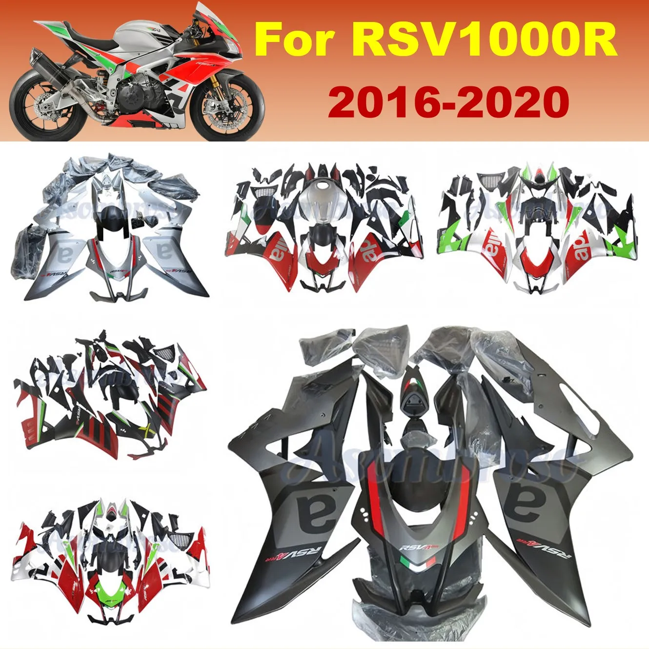 

complete set Fairings for Aprilia RSV1000 2016 2017 2018 2019 2020 RSV4 1000 RS1000 16-20 Matte black gray shell Cover