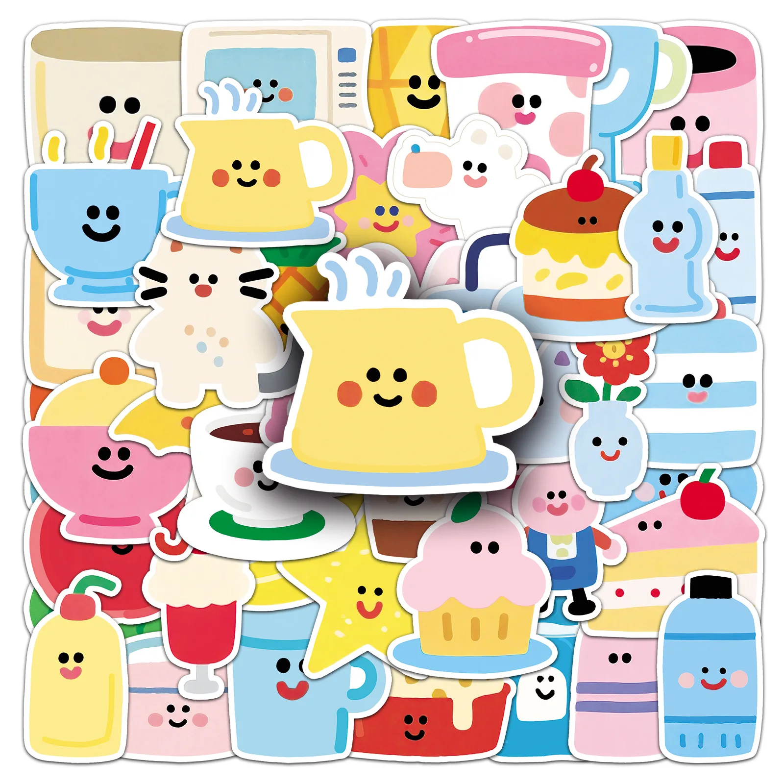 50PCS Children Funny Stickers Waterproof Cartoon Color Simple Painting Graffiti  Decoration DIY Toys Luggage Phone Bike Guitar