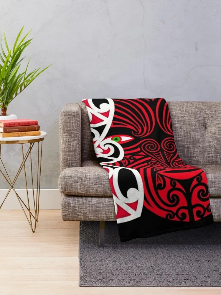 Maori face Throw Blanket Flannel Designers Blankets